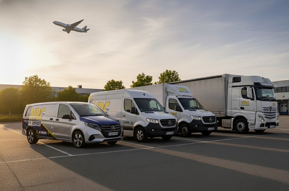Véhicules VRC Transport sur le parking de l'entreprise